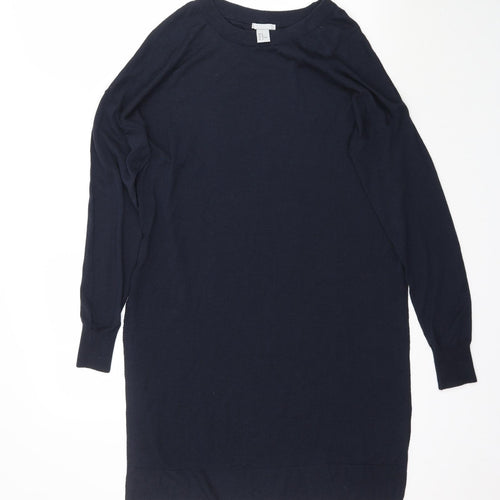 H&M Womens Blue  Knit Pullover Jumper Size M  - slit sides