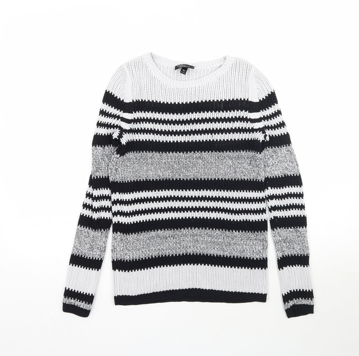 Topshop Womens Grey Striped Knit Pullover Jumper Size 6