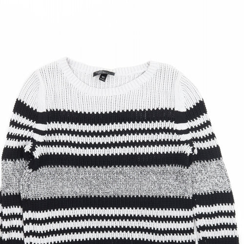 Topshop Womens Grey Striped Knit Pullover Jumper Size 6