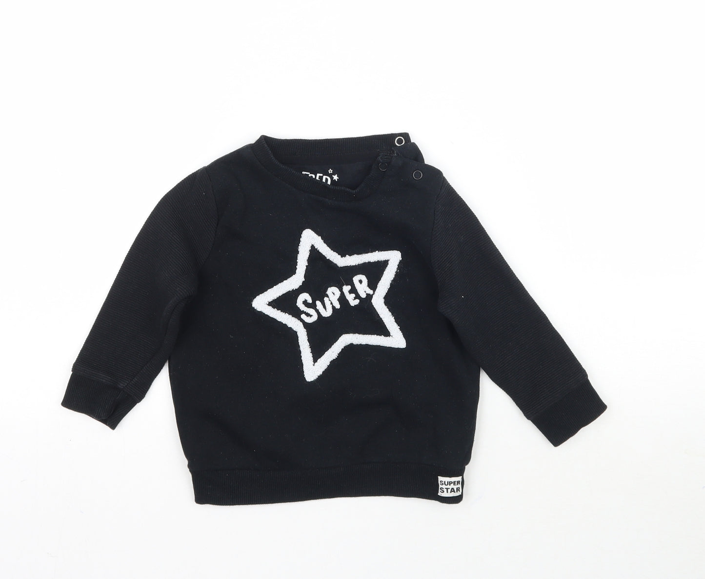 F&F Baby Black   Pullover Jumper Size 12-18 Months  - Super Star Sweatshirt