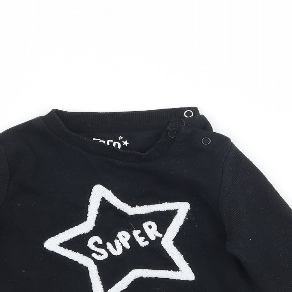 F&F Baby Black   Pullover Jumper Size 12-18 Months  - Super Star Sweatshirt