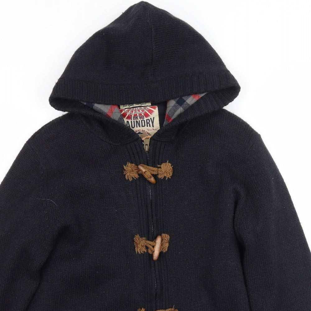 Preworn Womens Blue  Knit Full Zip Hoodie Size L