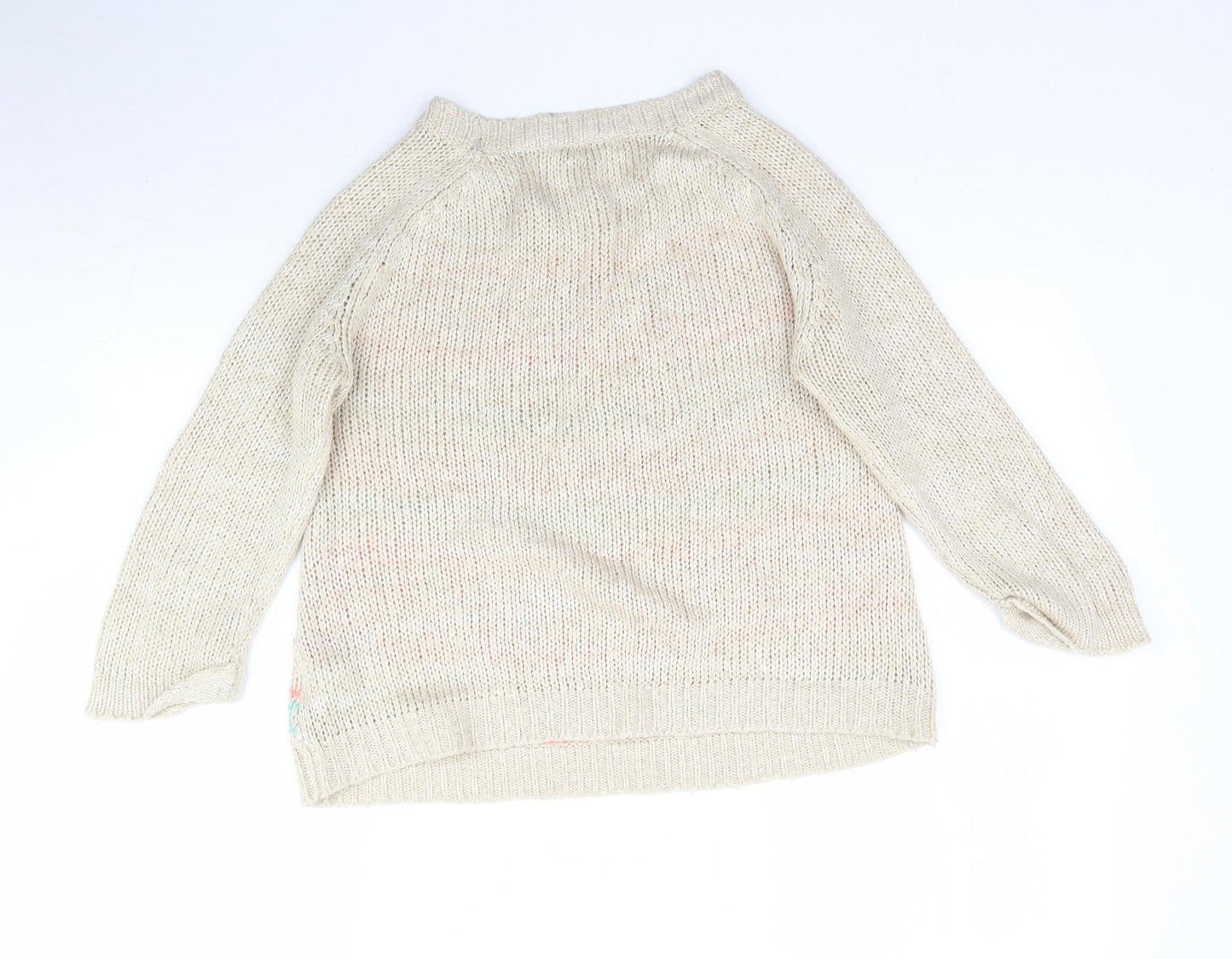 New Look Girls Beige Floral Knit Pullover Jumper Size 14-15 Years