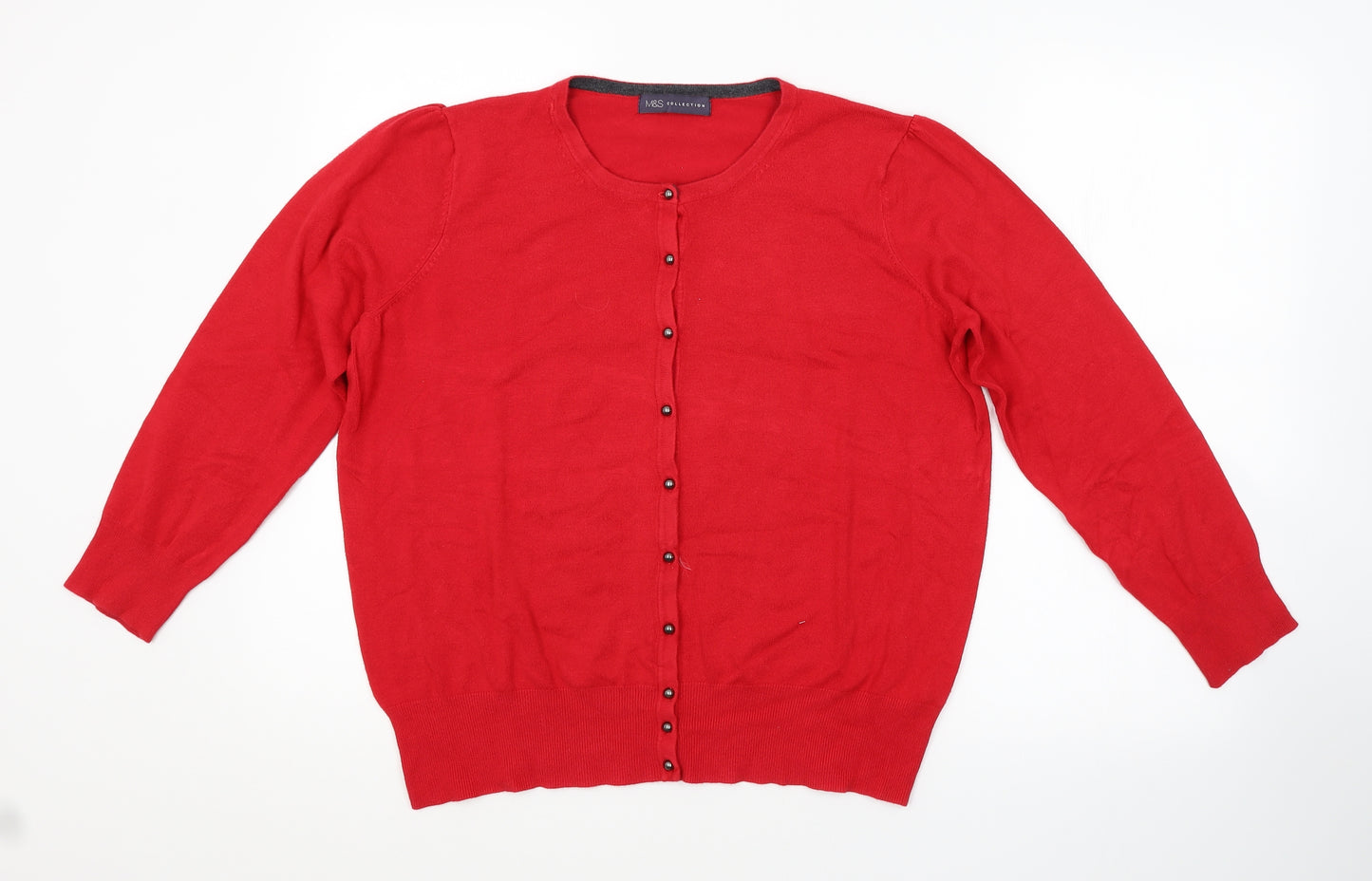 M&S Womens Red   Cardigan Jumper Size 18