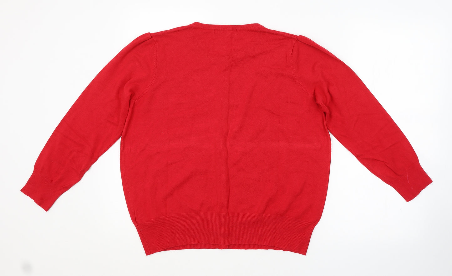 M&S Womens Red   Cardigan Jumper Size 18