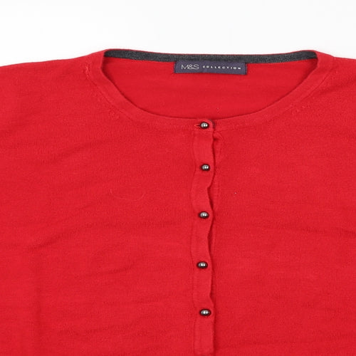 M&S Womens Red   Cardigan Jumper Size 18