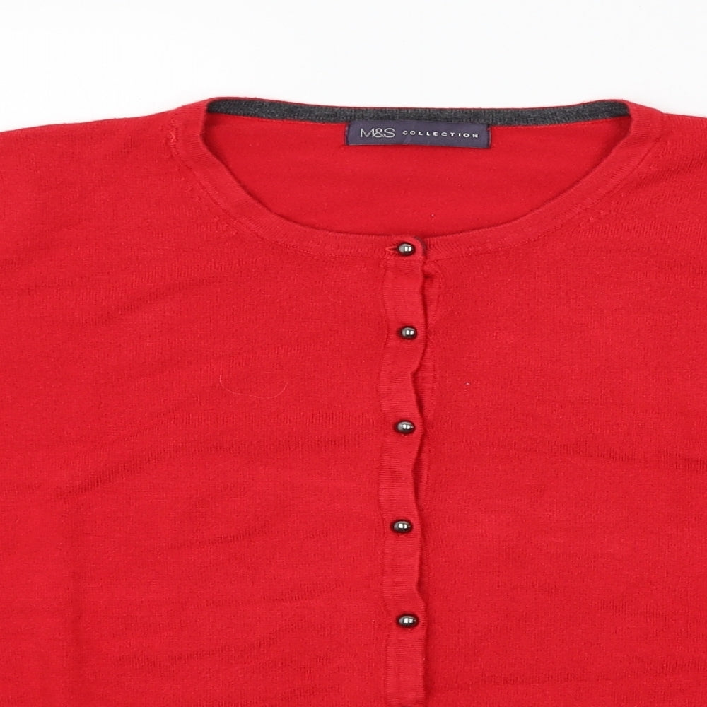 M&S Womens Red   Cardigan Jumper Size 18