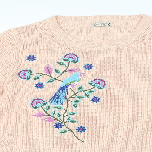 M&CO. Womens Pink Floral  Pullover Jumper Size 10