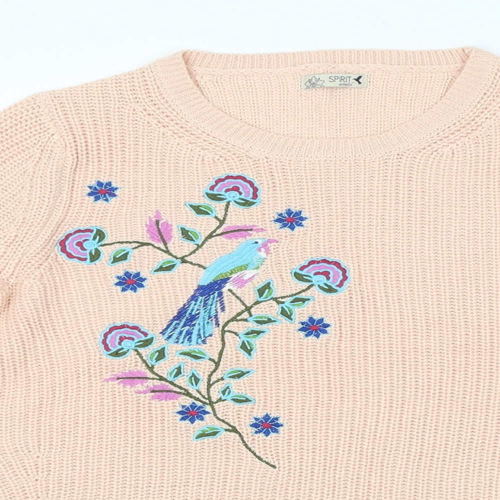 M&CO. Womens Pink Floral  Pullover Jumper Size 10