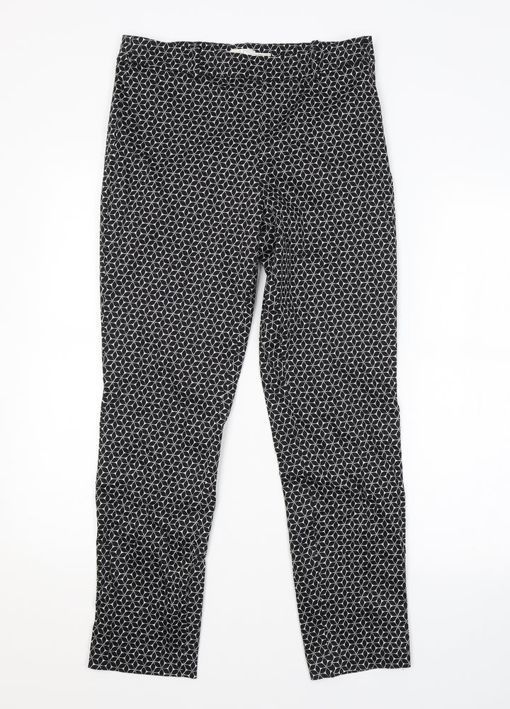 H&M Womens Black Argyle/Diamond  Trousers  Size 10 L27 in