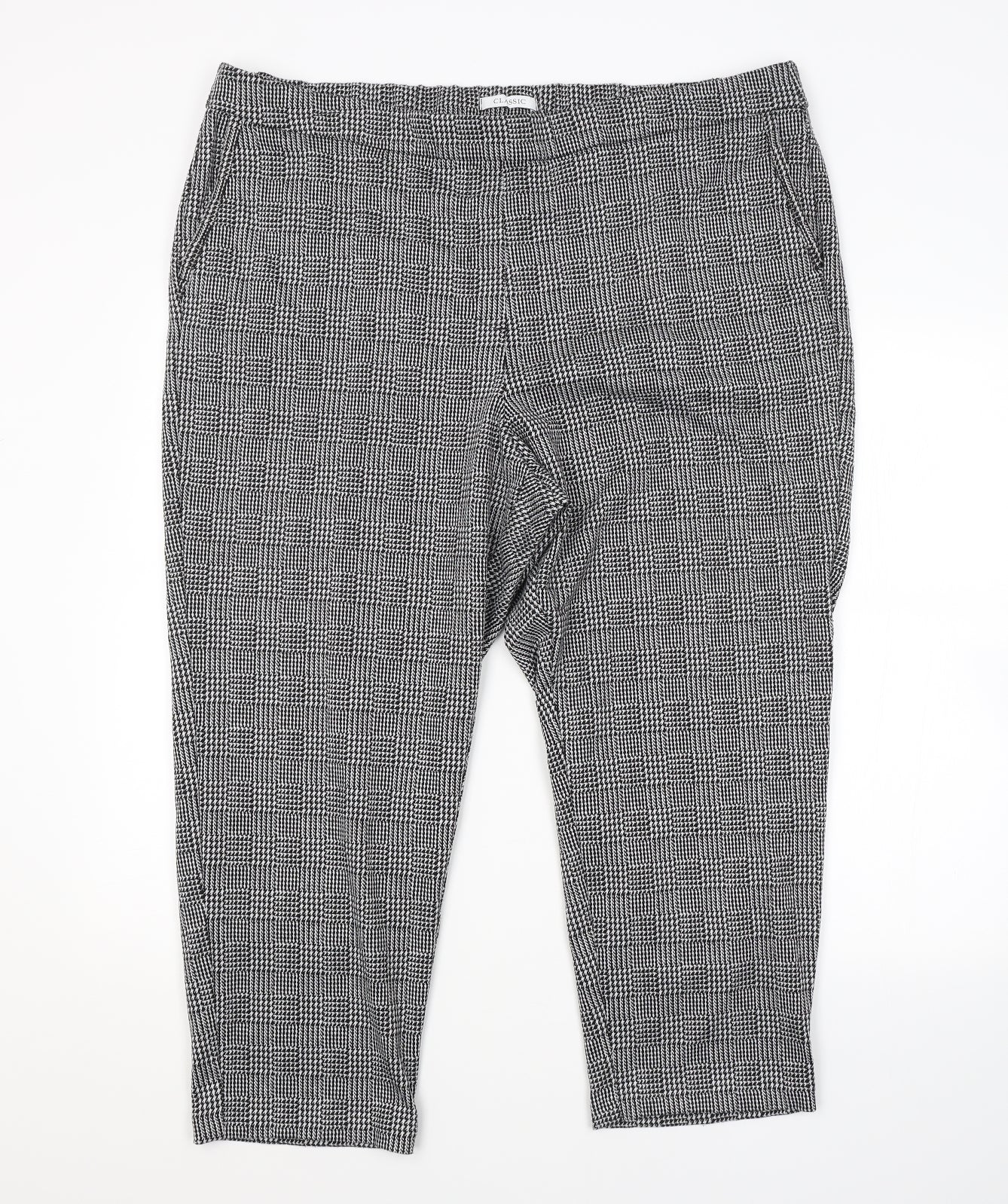 M&S Womens Grey Check  Trousers  Size 22 L24 in