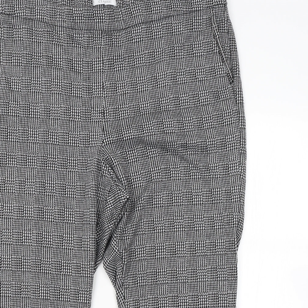 M&S Womens Grey Check  Trousers  Size 22 L24 in