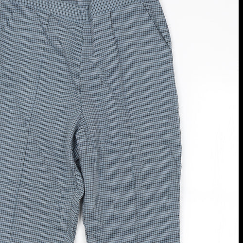 M&S Womens Blue Check  Trousers  Size 12 L22 in