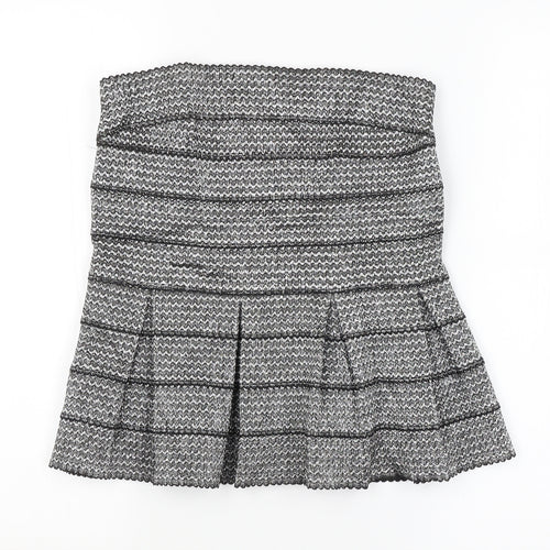 Preworn Womens Silver Argyle/Diamond  A-Line Skirt Size M