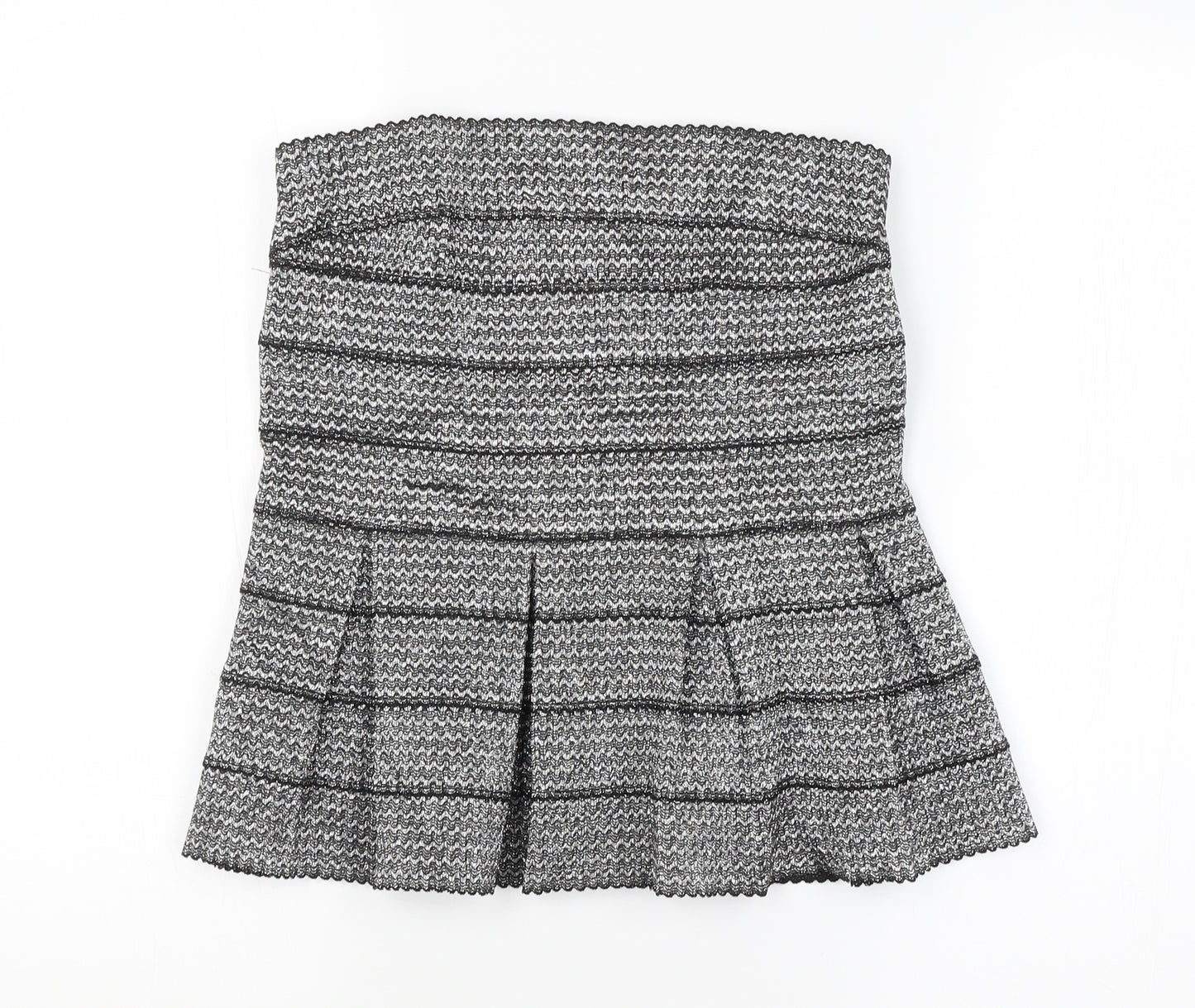 Preworn Womens Silver Argyle/Diamond  A-Line Skirt Size M
