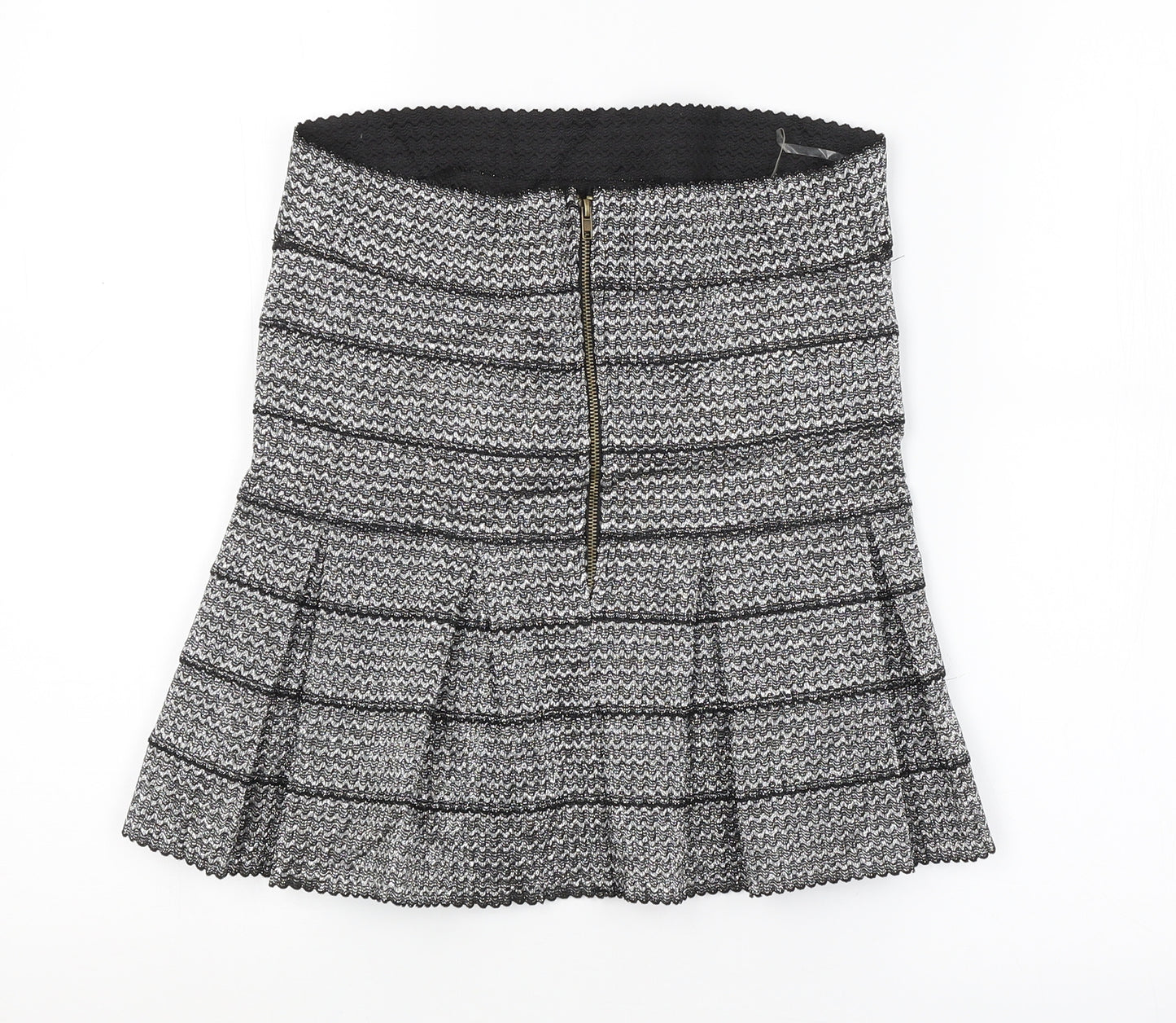 Preworn Womens Silver Argyle/Diamond  A-Line Skirt Size M