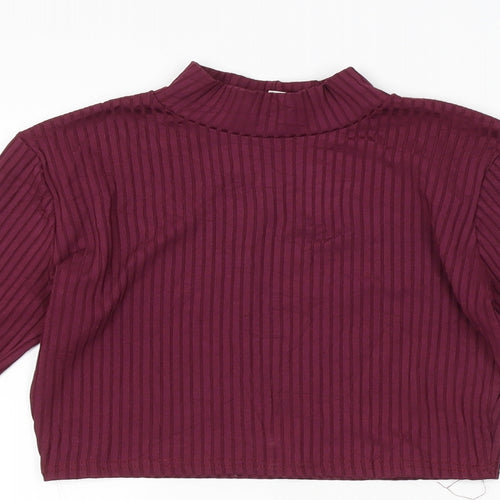 MISGUIDED Womens Purple Striped  Basic Blouse Size 8