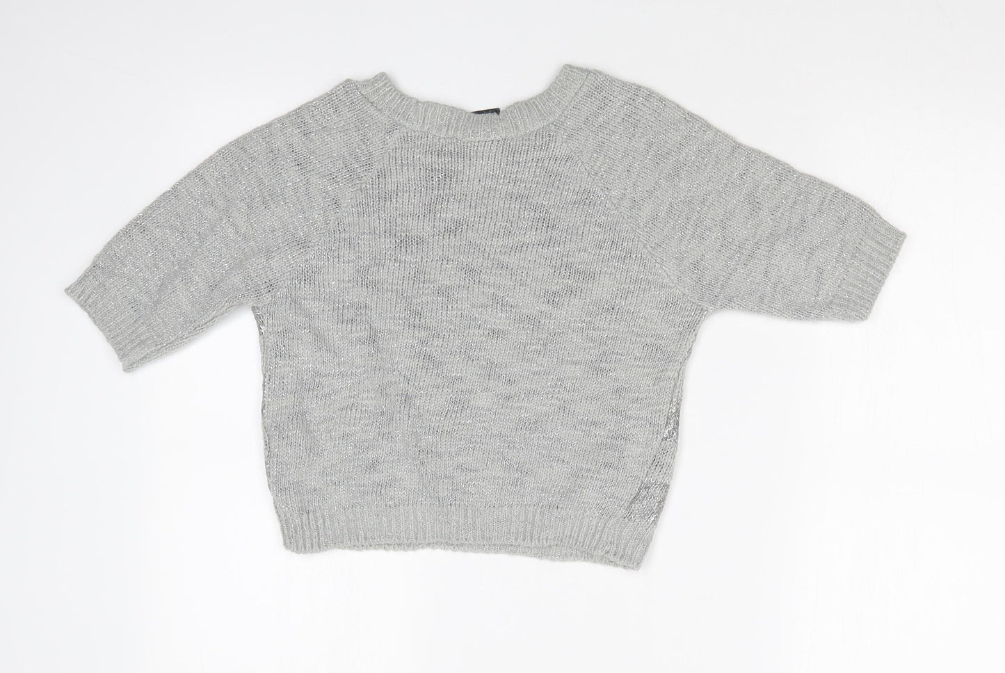 Dreams Womens Grey Striped  Basic T-Shirt Size 10