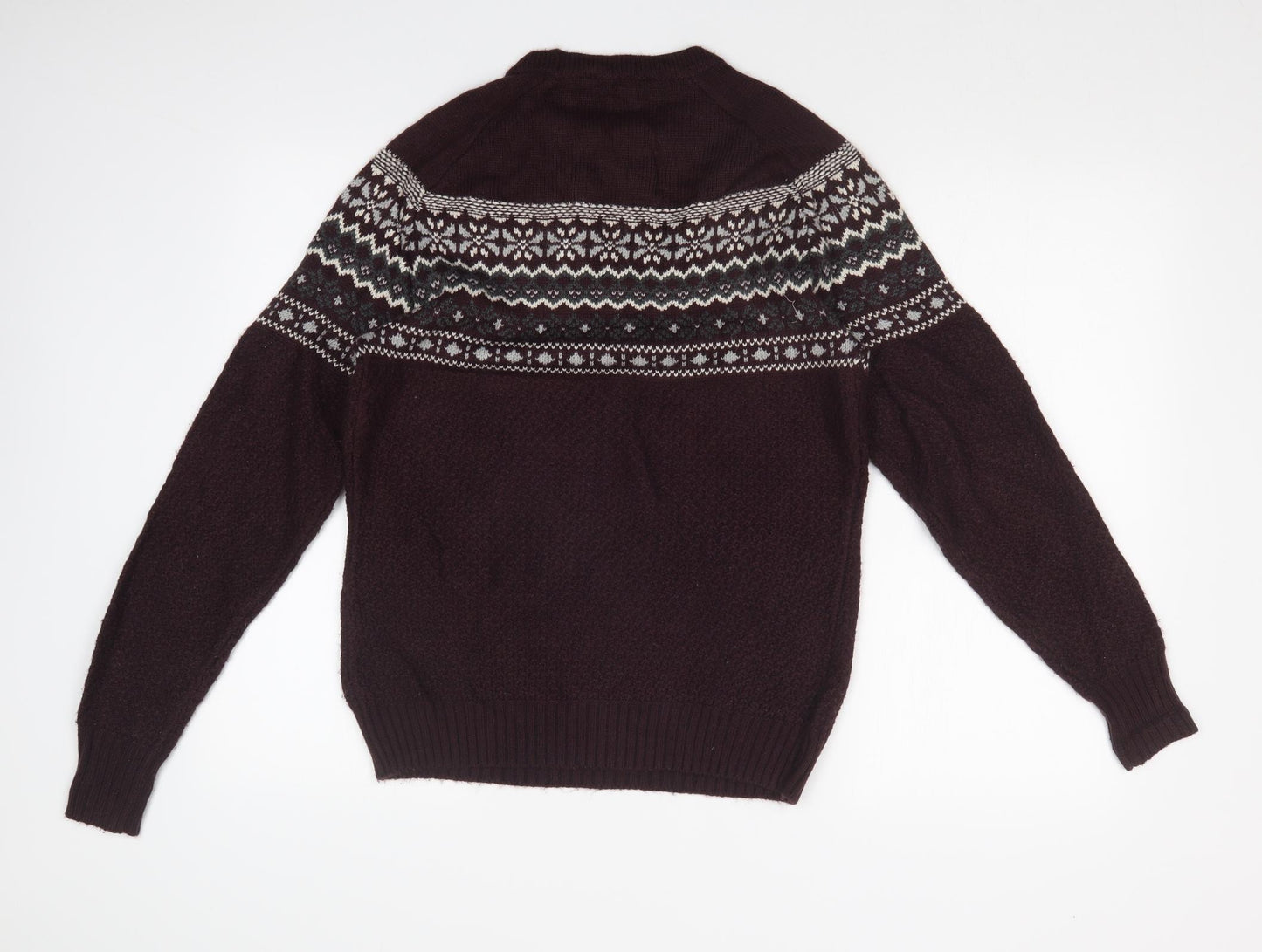 Cedar Wood State Mens Purple Fair Isle  Pullover Sweatshirt Size XS