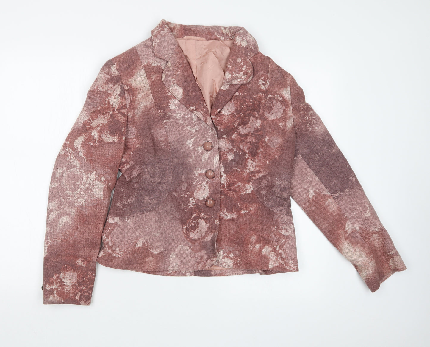 Preworn Womens Pink Floral  Jacket Blazer Size 10