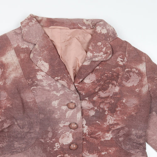 Preworn Womens Pink Floral  Jacket Blazer Size 10