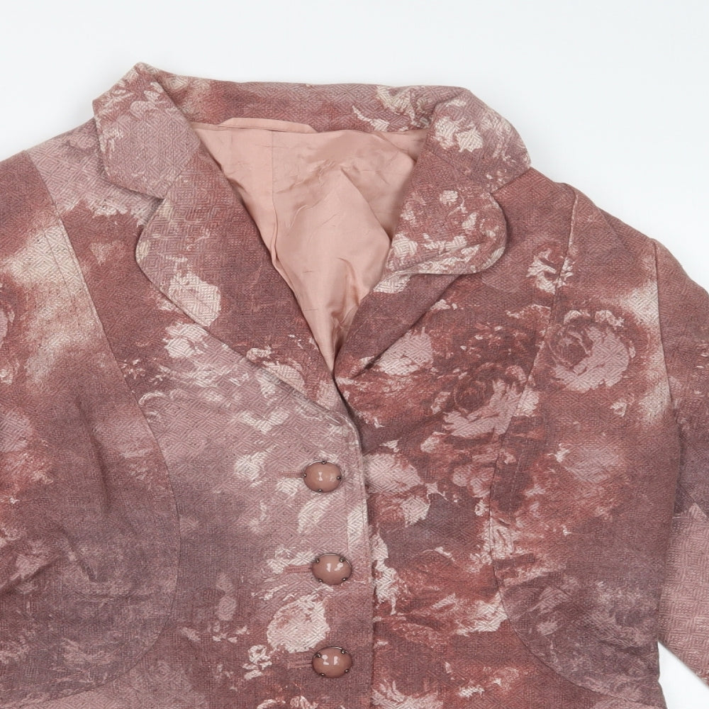 Preworn Womens Pink Floral  Jacket Blazer Size 10