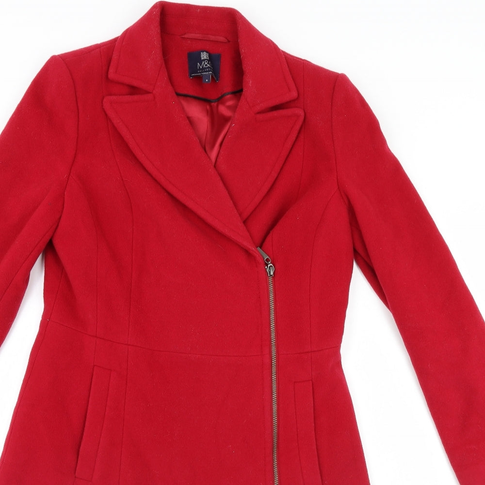 Marks and Spencer Womens Red   Overcoat Coat Size 8