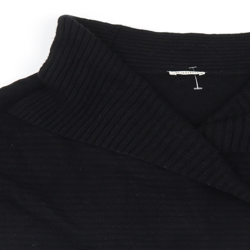 Kaliko Womens Black Striped  Cardigan Jumper Size L