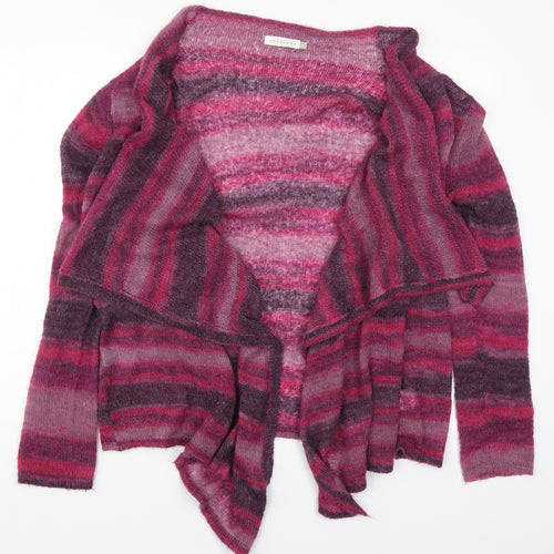 Lakeland Womens Pink Striped Knit Cardigan Jumper Size 14