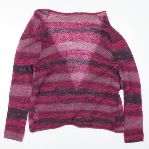 Lakeland Womens Pink Striped Knit Cardigan Jumper Size 14