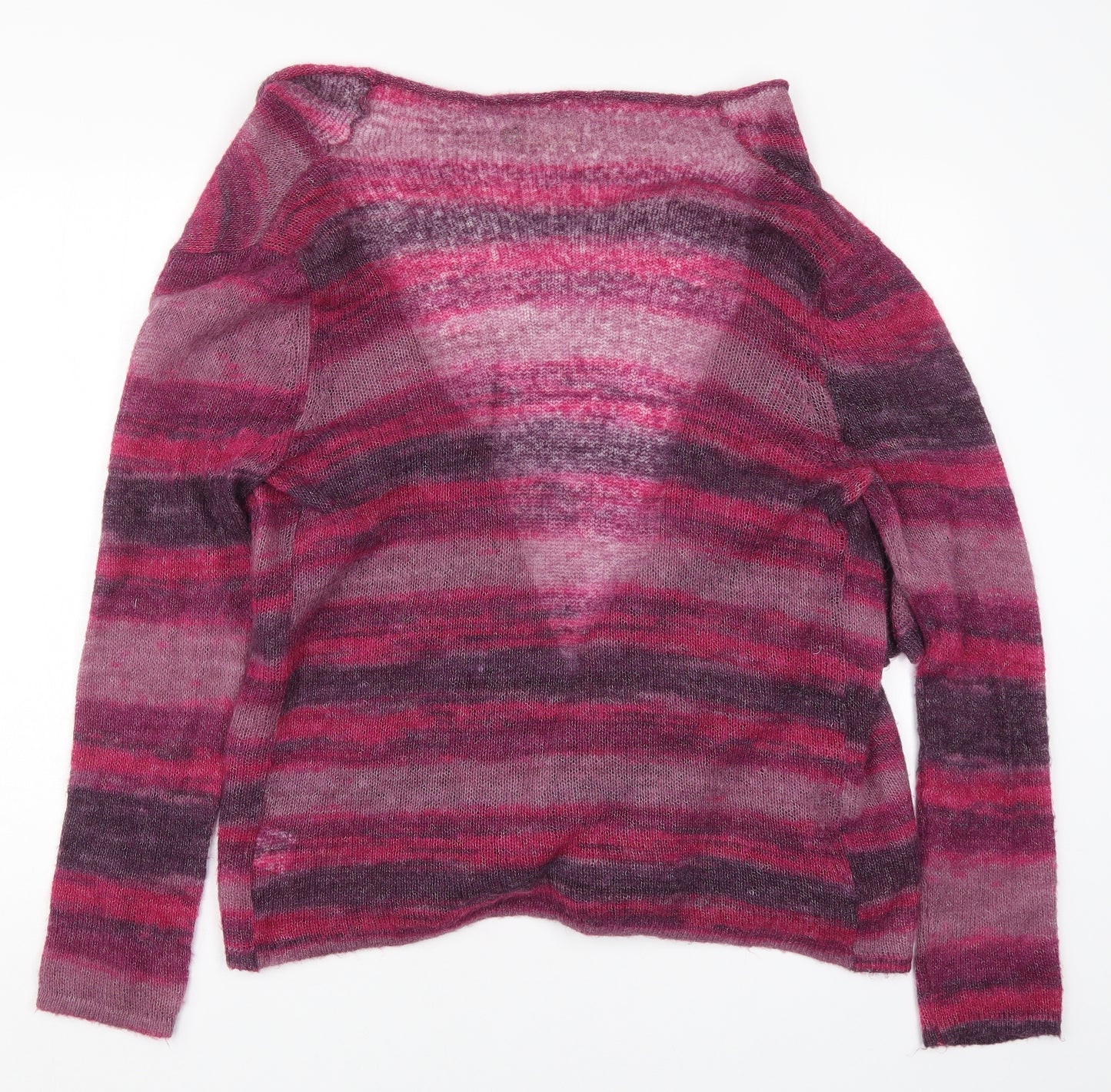 Lakeland Womens Pink Striped Knit Cardigan Jumper Size 14