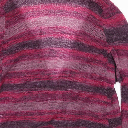 Lakeland Womens Pink Striped Knit Cardigan Jumper Size 14