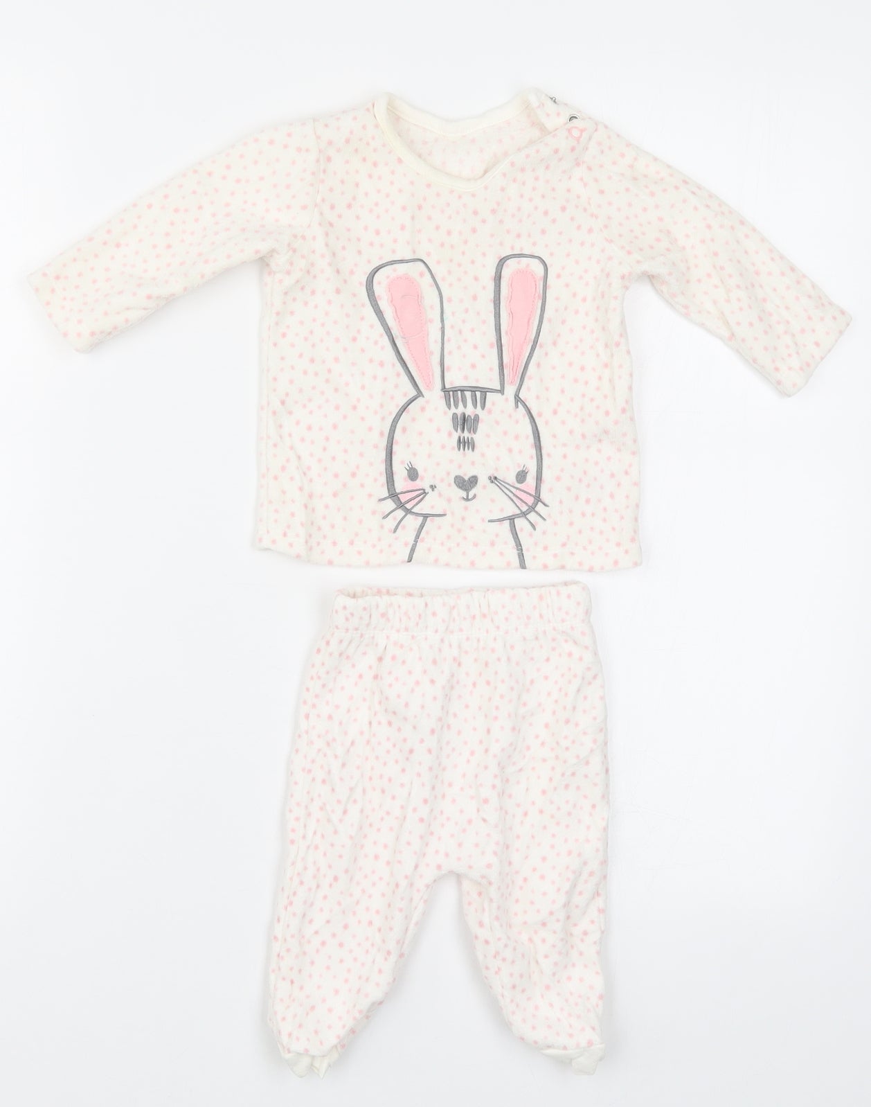 George Girls Pink Polka Dot  Cami Pyjama Set Size 3-6 Months  - Rabbit