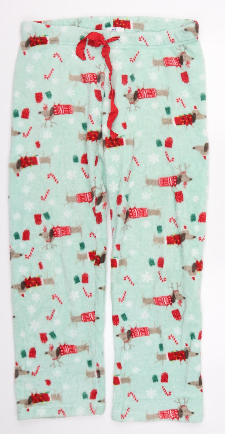 Nightfox Womens Blue Trousers Size M L26 in - Christmas Sausage Dog Pyjama Pants