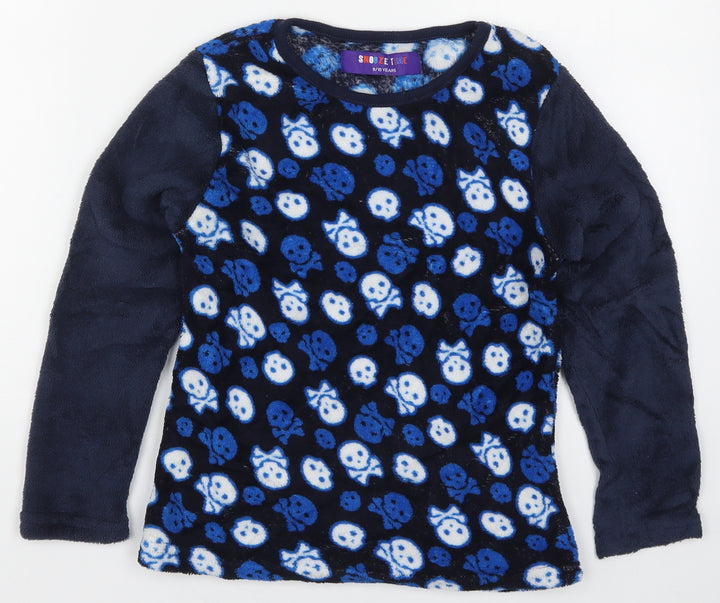 Snooze Time Boys Blue Solid Pyjama Top Size 9-10 Years - Skulls