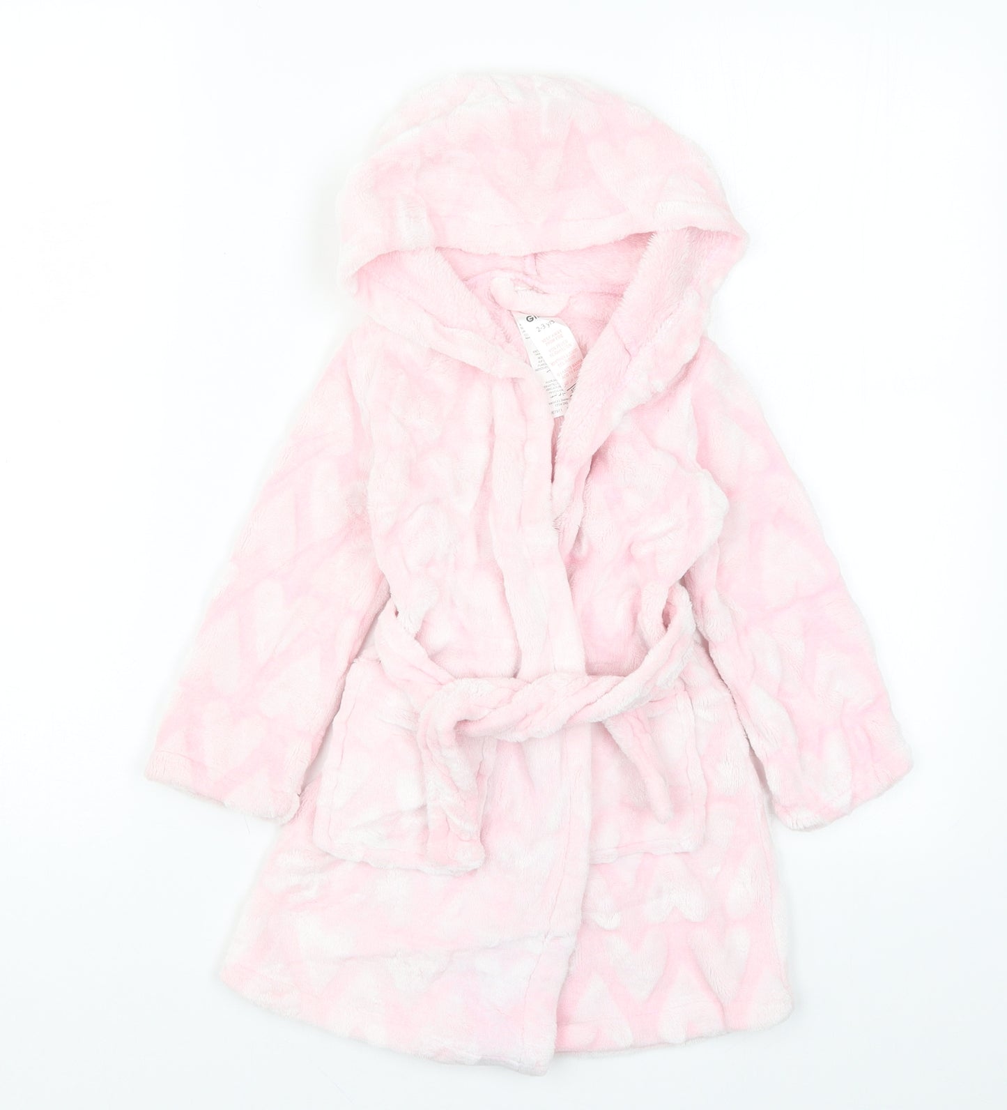 Peacocks Girls Pink Solid  Kimono Robe Size 2-3 Years  - Love Hearts