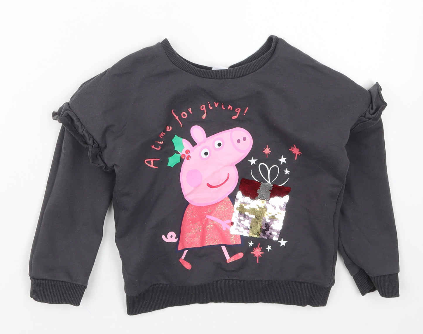 George Girls Grey   Pullover Sweatshirt Size 2-3 Years  - Peppa Pig Christmas