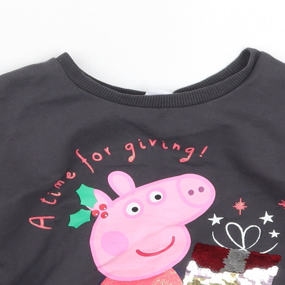 George Girls Grey   Pullover Sweatshirt Size 2-3 Years  - Peppa Pig Christmas