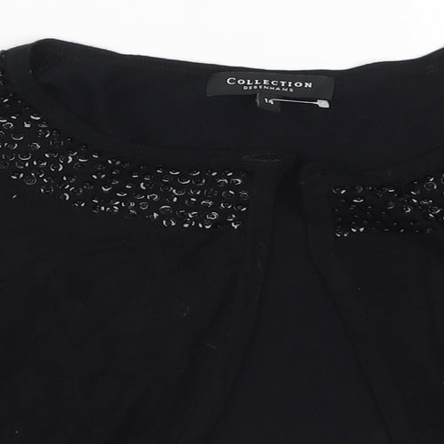 Debenams Womens Black  Knit Cardigan Jumper Size 14