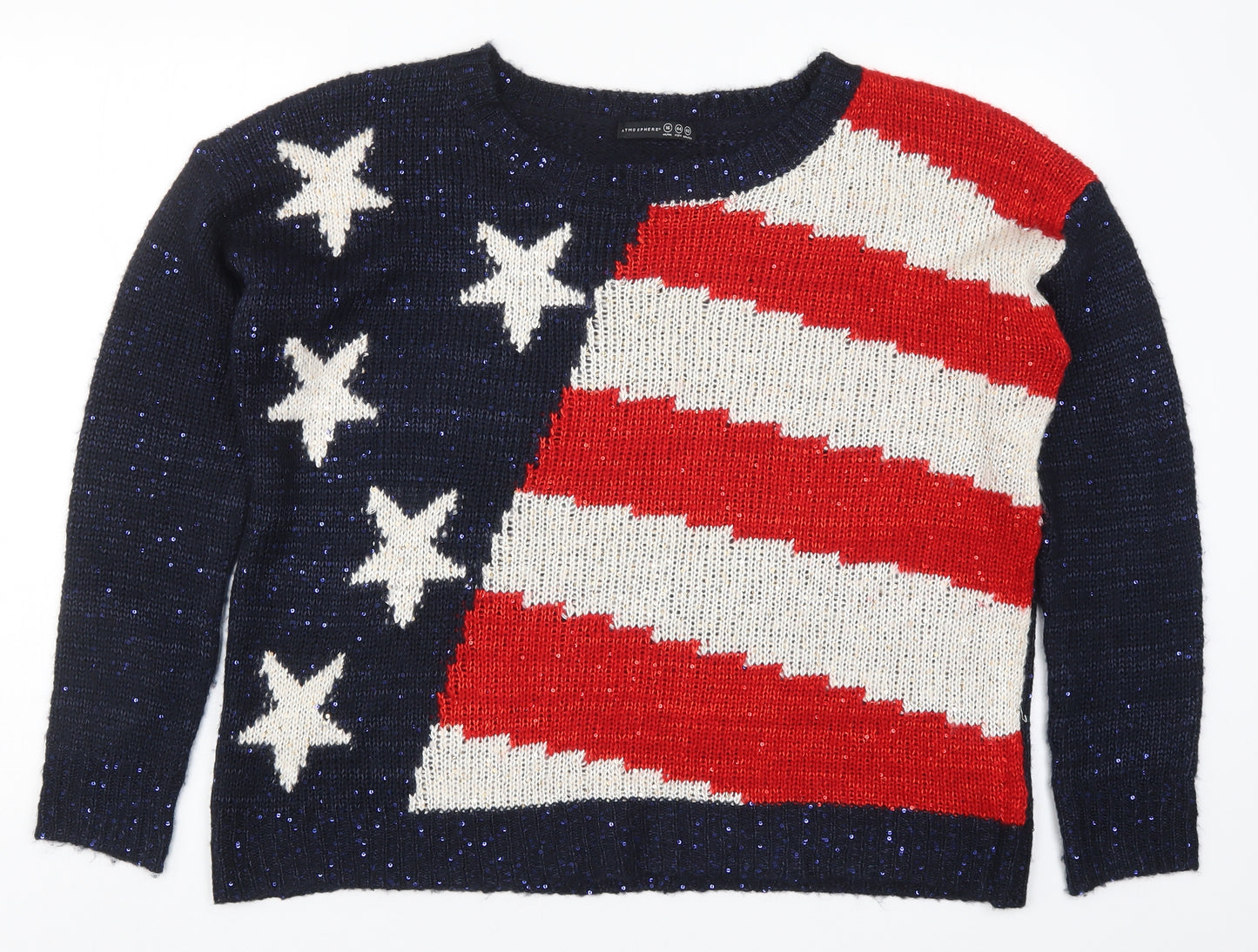 Atmosphere Womens Blue  Knit Pullover Jumper Size 16  - Stars and Stripes