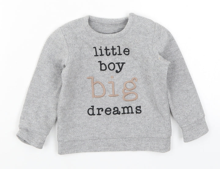 George Boys Grey Basic T-Shirt Size 9-12 Months - Little Boy Big Dreams