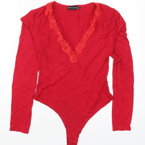 PRETTYLITTLETHING Womens Red   Bodysuit One-Piece Size 10