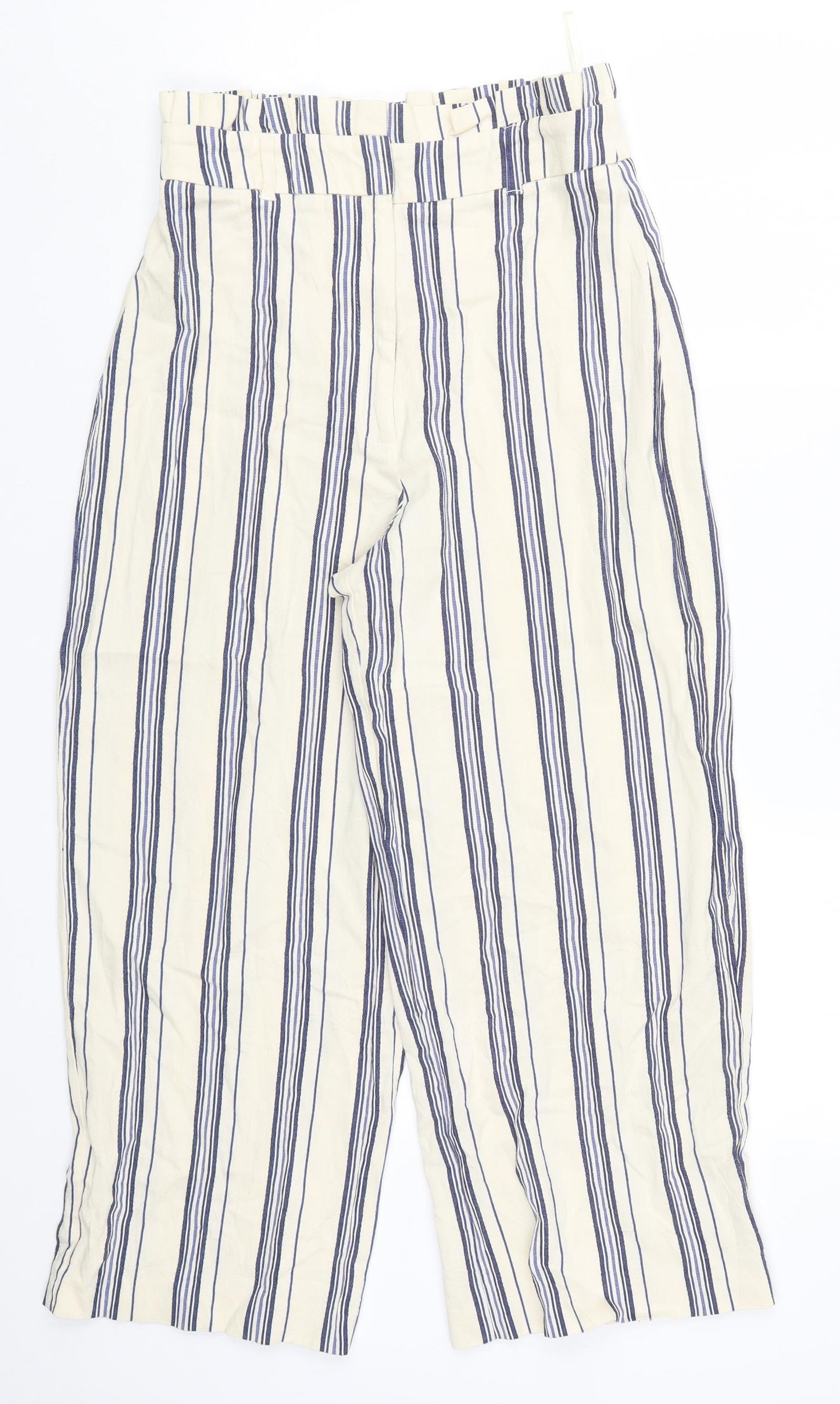 River Island Womens Beige Striped  Trousers  Size 10 L24 in - Blue Stripes