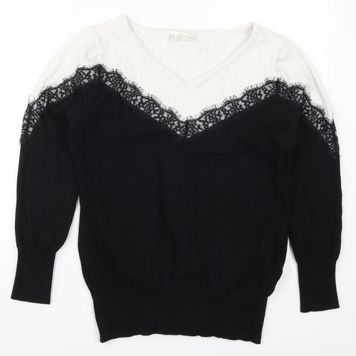 Bonflirt Womens Black  Lace Pullover Jumper Size L  - Colourblock
