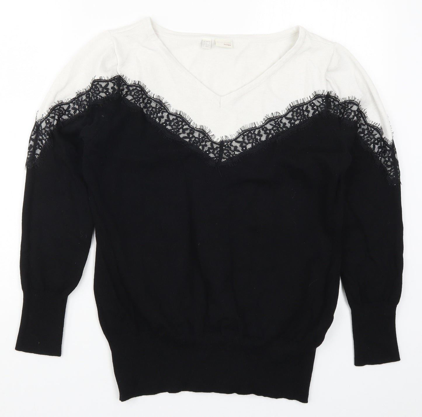 Bonflirt Womens Black  Lace Pullover Jumper Size L  - Colourblock