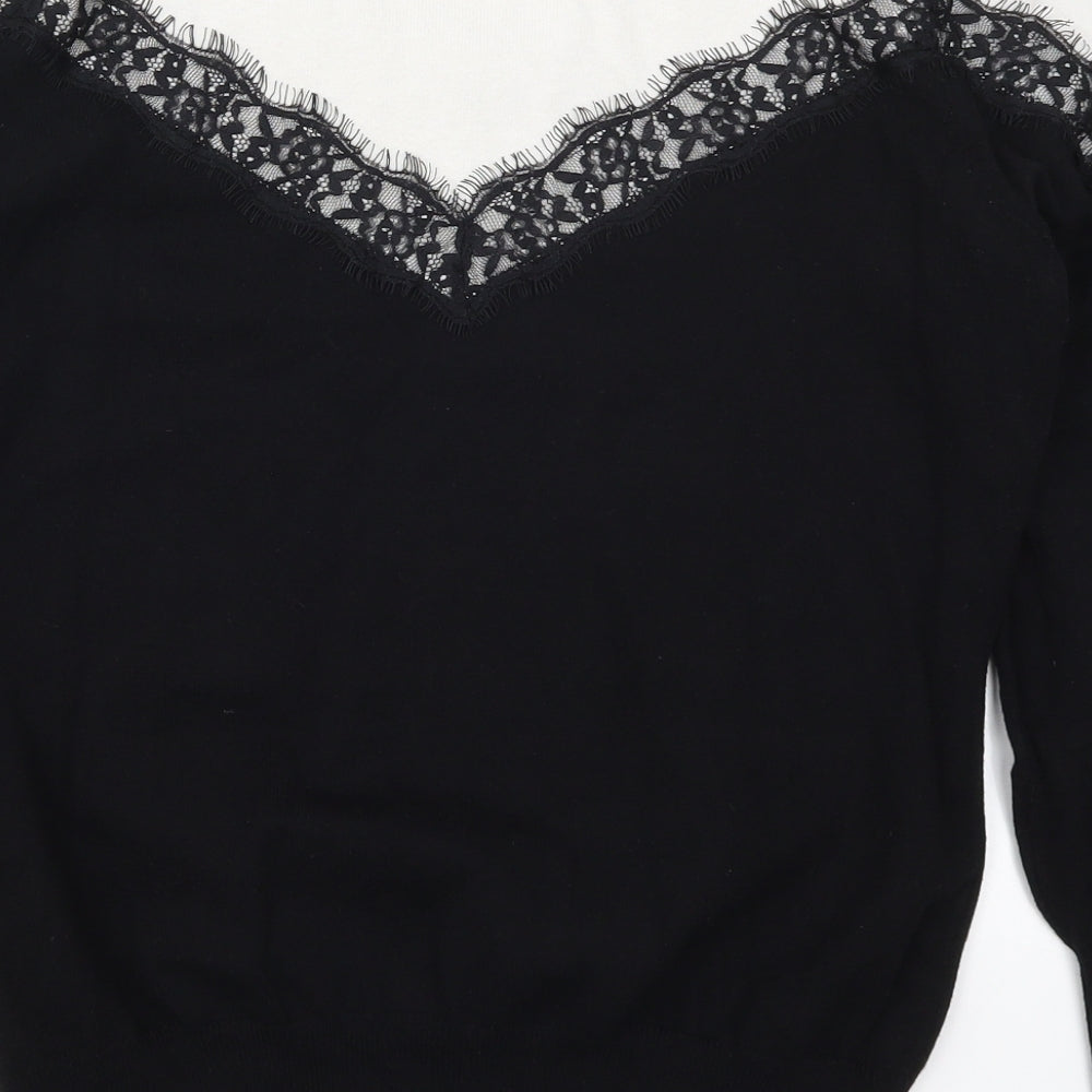 Bonflirt Womens Black  Lace Pullover Jumper Size L  - Colourblock
