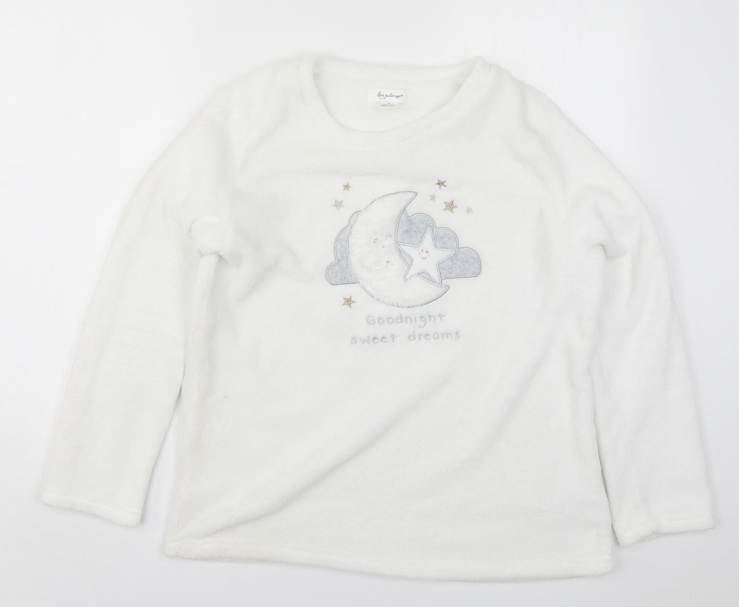 Primark Womens White Solid  Top Pyjama Top Size 12  - Goodnight Sweet Dreams