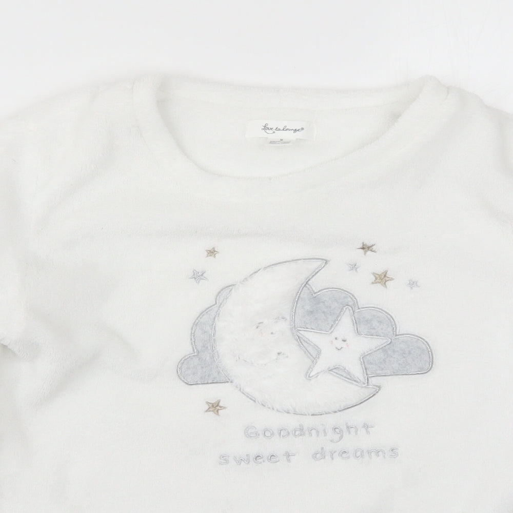 Primark Womens White Solid  Top Pyjama Top Size 12  - Goodnight Sweet Dreams