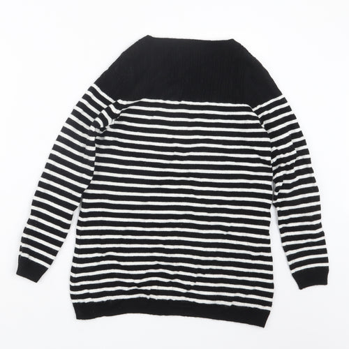 M&Co Womens Black Striped  Pullover Jumper Size 8