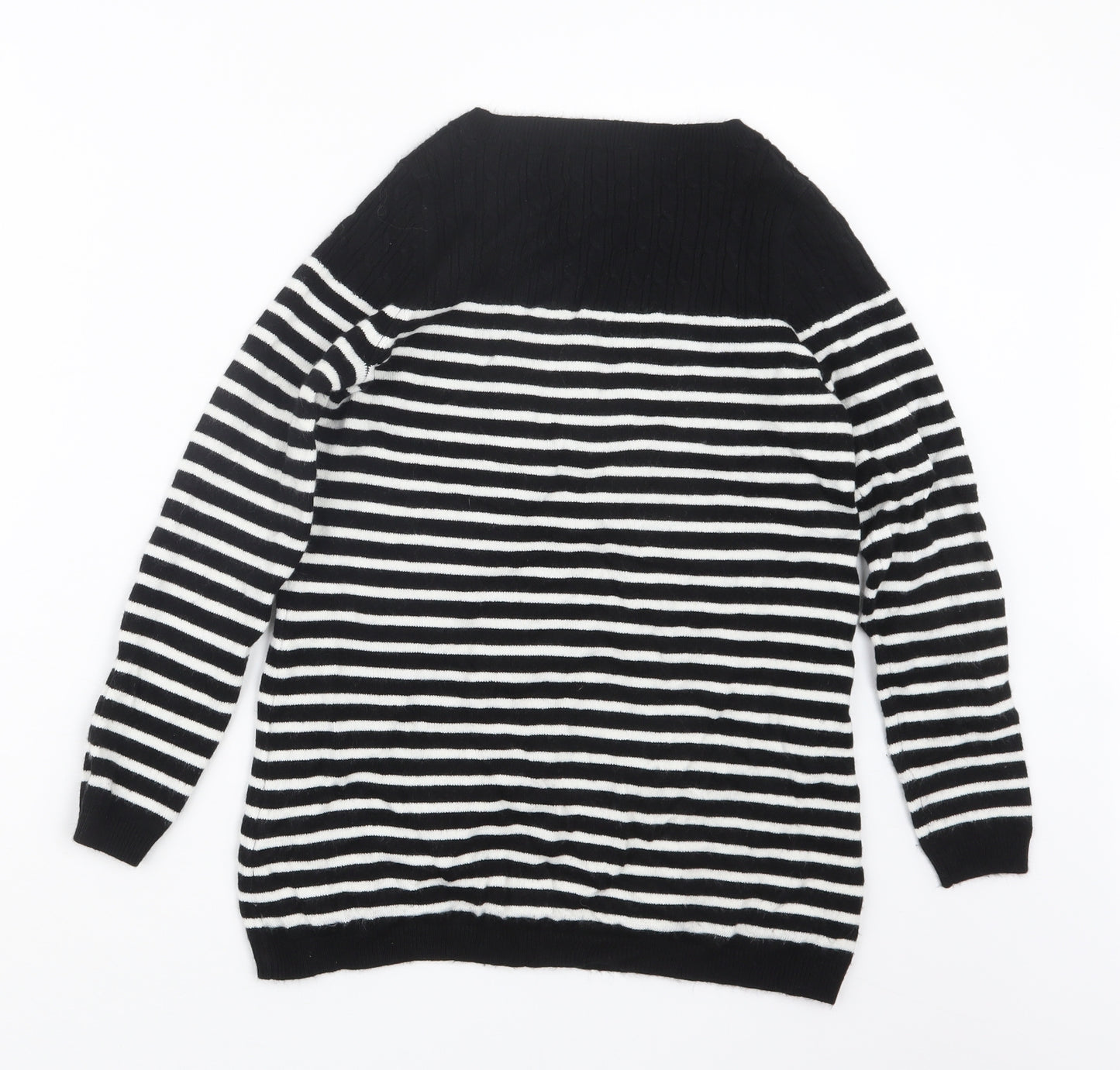 M&Co Womens Black Striped  Pullover Jumper Size 8